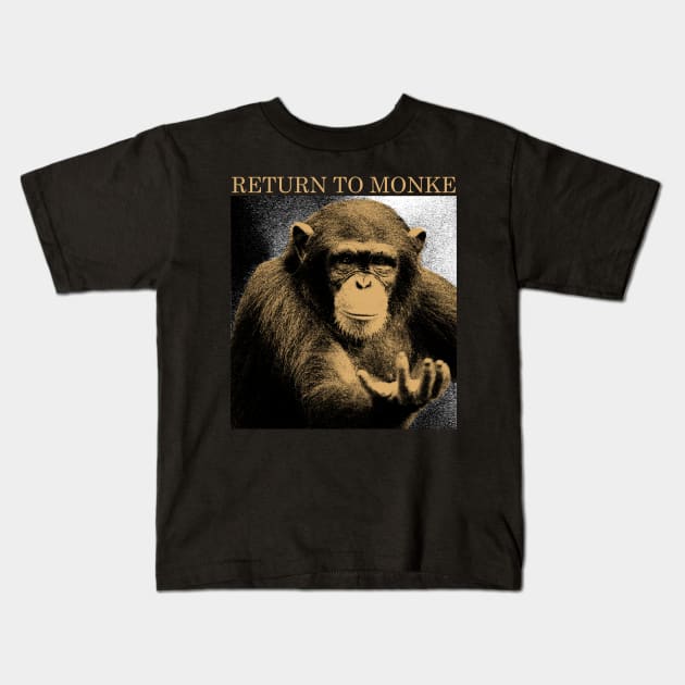 Return to Monke Vintage Brown Kids T-Shirt by giovanniiiii